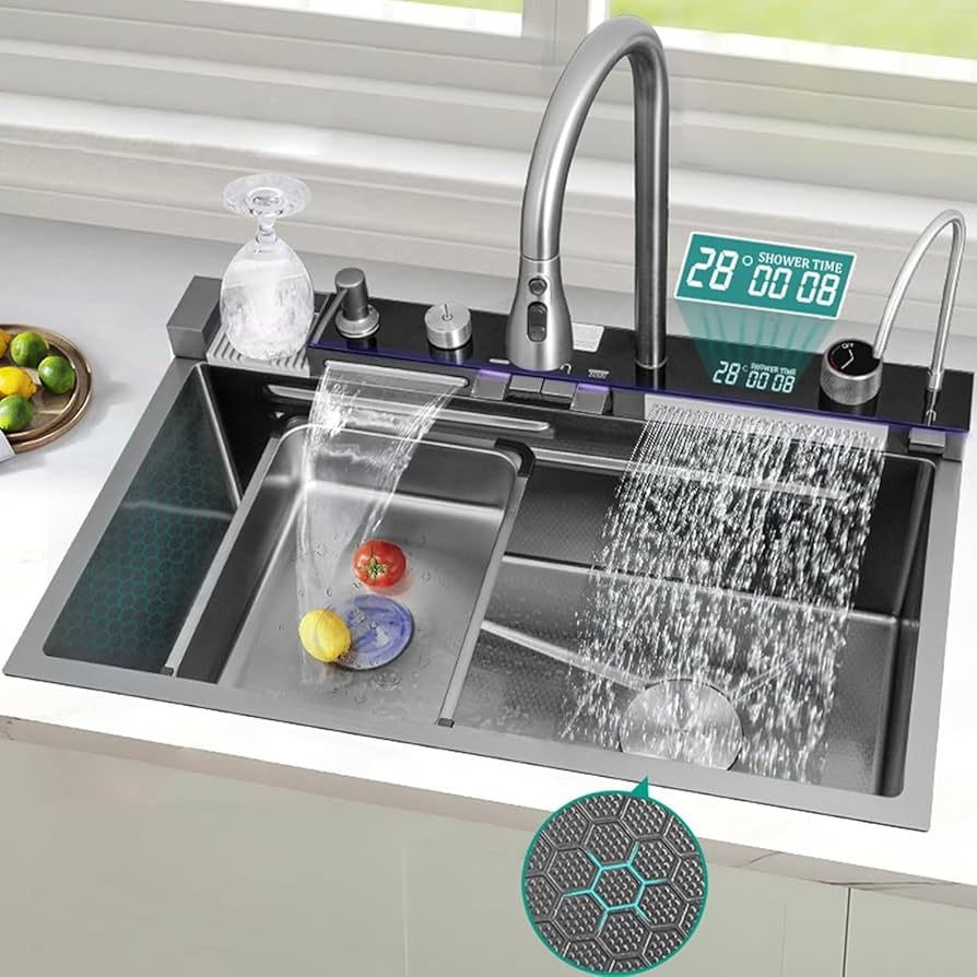 Multifunctional Piano Kitchen Sink Bowl | Stainless Steel Black