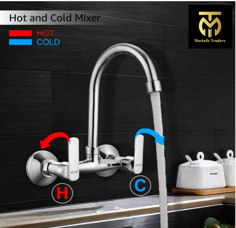 Kitchen Sink Mixture with Swivel Spout, Silver Chrome Finish