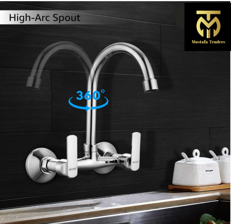 Kitchen Sink Mixture with Swivel Spout, Silver Chrome Finish