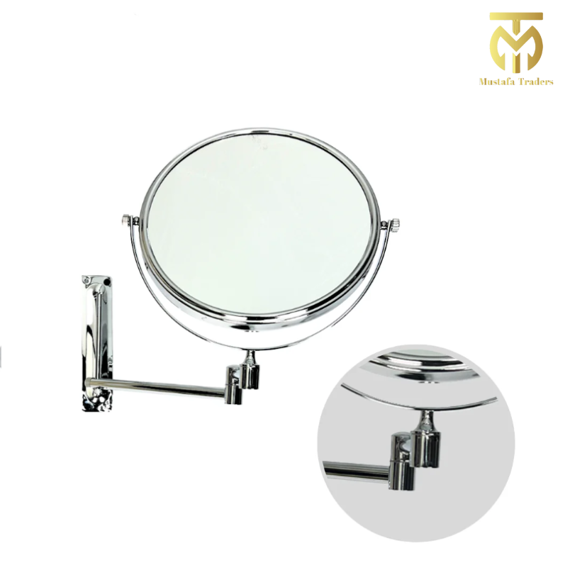 Dual-Sided 360° Wall-Mounted Magnifying Mirror – Sleek & Fully Adjustable