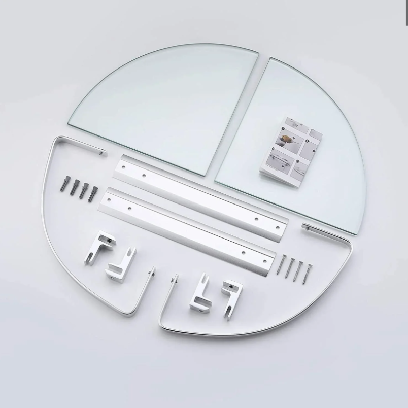 Elegant Glass Corner Shelf – 2-Tier Rack for Bathroom & Kitchen