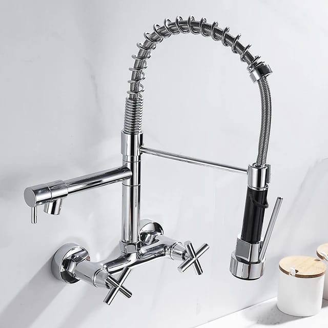 Italian Double Lever Kitchen Faucet | Chrome