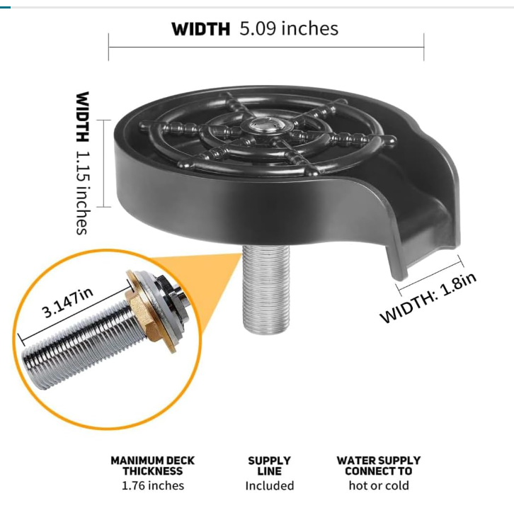 glass washer dimensions picture