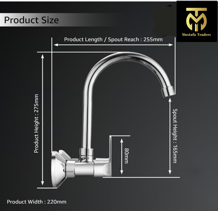 Kitchen Sink Mixture with Swivel Spout, Silver Chrome Finish