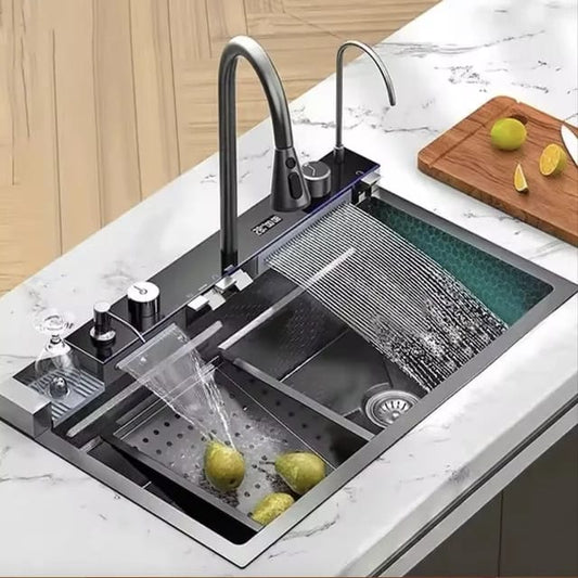 Multifunctional Piano Kitchen Sink Bowl | Stainless Steel Black