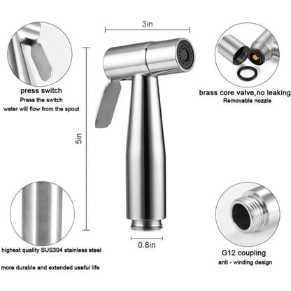 304 SUS Toilet Shower+Hose Pipe (Complete Set)