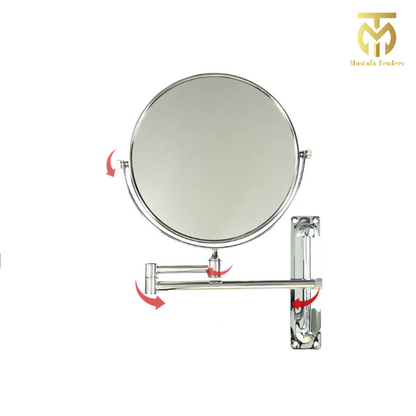 Dual-Sided 360° Wall-Mounted Magnifying Mirror – Sleek & Fully Adjustable