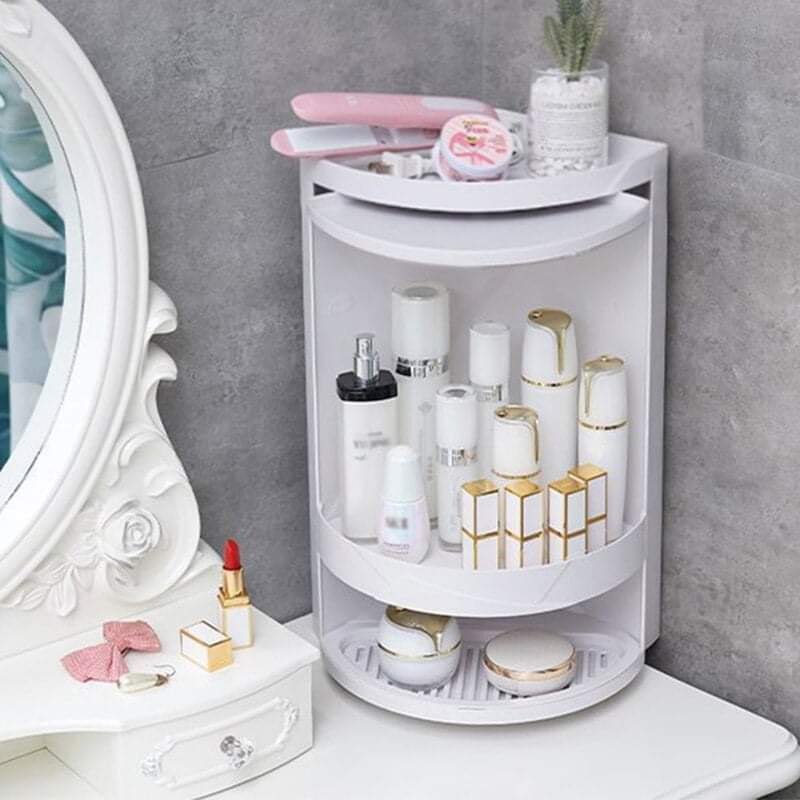 360° Revolving Corner Cabinet – 3-Layer Triangle Shelf