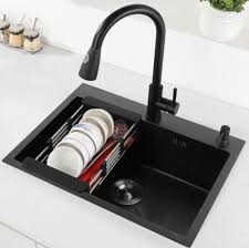 Stainless Steel Handmade Kitchen Sink-Gold/Black