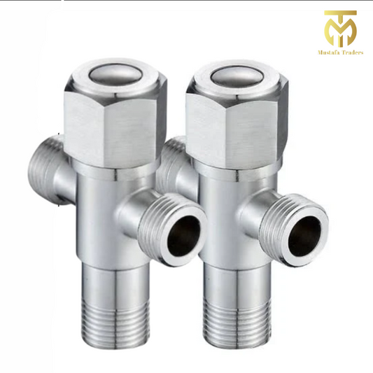 Stainless Steel Two-Way Angle Valve T-Cock – Pack of 2